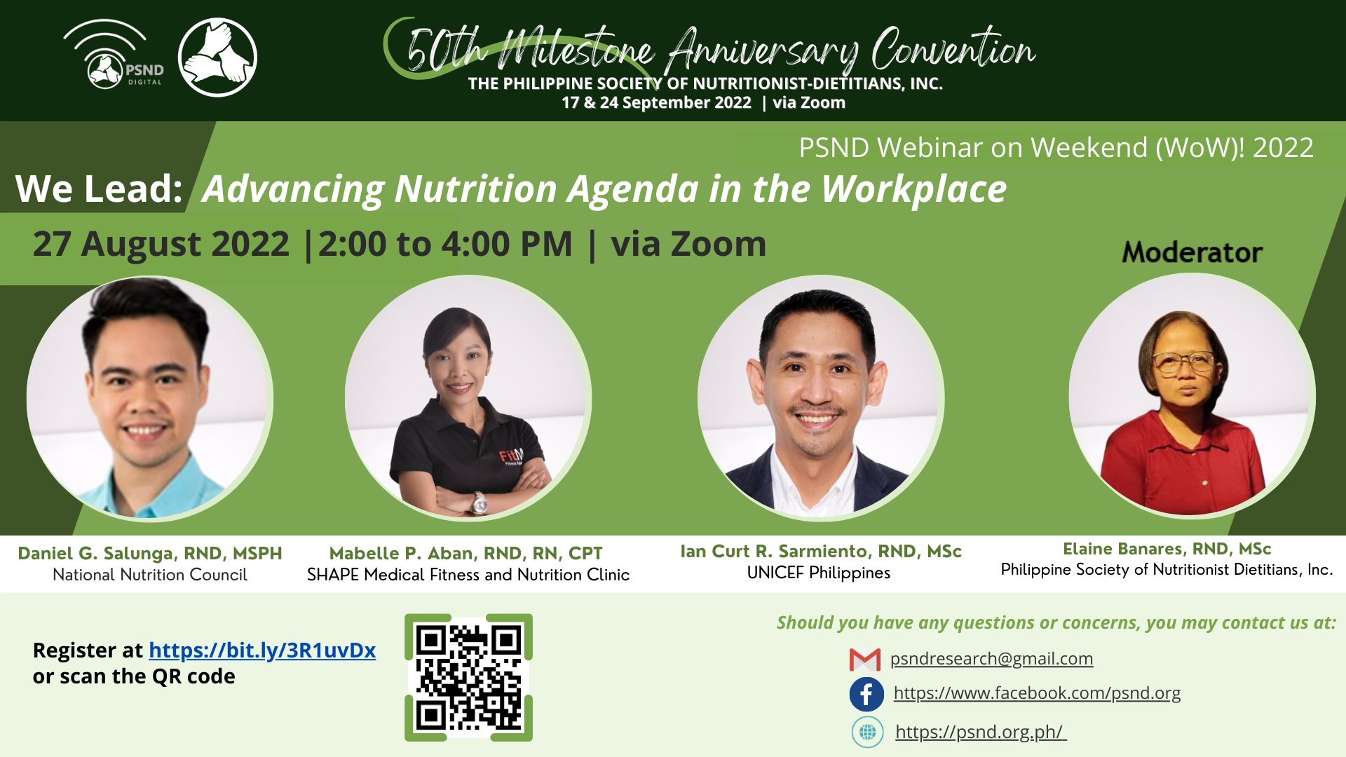 PSND Webinar on Weekend (WoW) 2022: We Lead: Trends in Nutrition Research and Advancing Nutrition Agenda in the Workplace