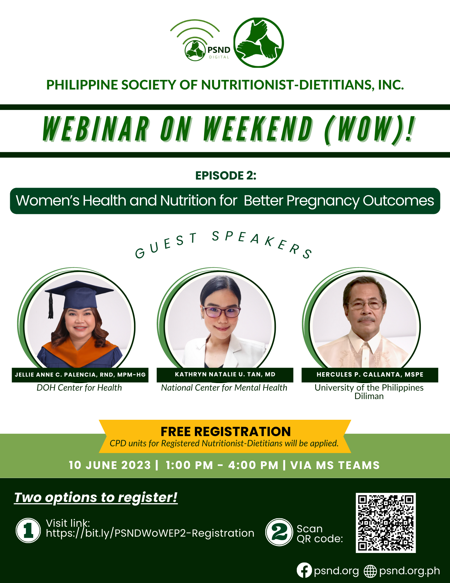 PSND Webinar on Weekend (WoW!) 2023 Series: Women's Health and Nutrition for Better Pregnancy Outcomes